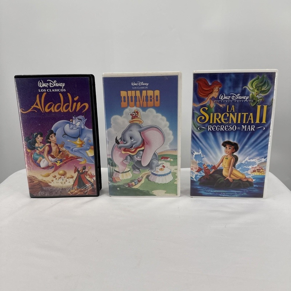 Lot Of 3 Vintage Disney Los Clasicos En Espanol Aladdin, Dumbo, La Sirenita II